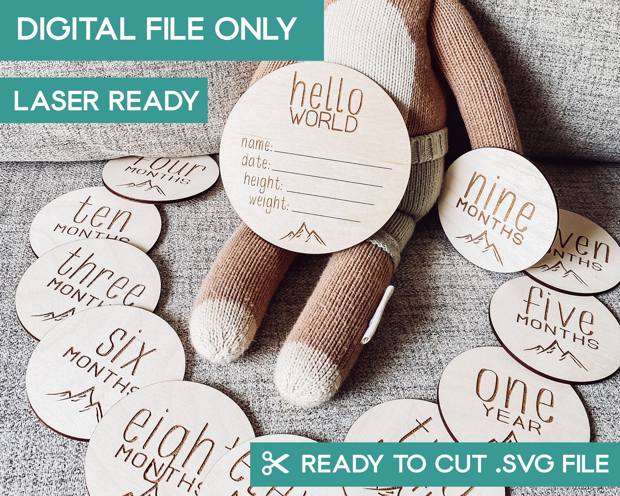 Digital File - SVG Laser Ready - Mountains Monthly Milestone - 3D, SVG ...