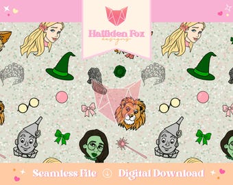 Emerald Bubble Enchantment Seamless Pattern | Witchy Besties Digital Download | Green Pink Magic Aesthetic PNG | Broadway Inspired Design