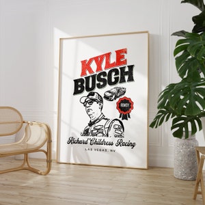 Pobierz cyfrową grafikę ścienną - Kyle Busch #8 2023 Nascar Wydrukuj plakat kierowcy Dekoracja, Stock Car Racing - Wysoka rozdzielczość - JPG Racecar