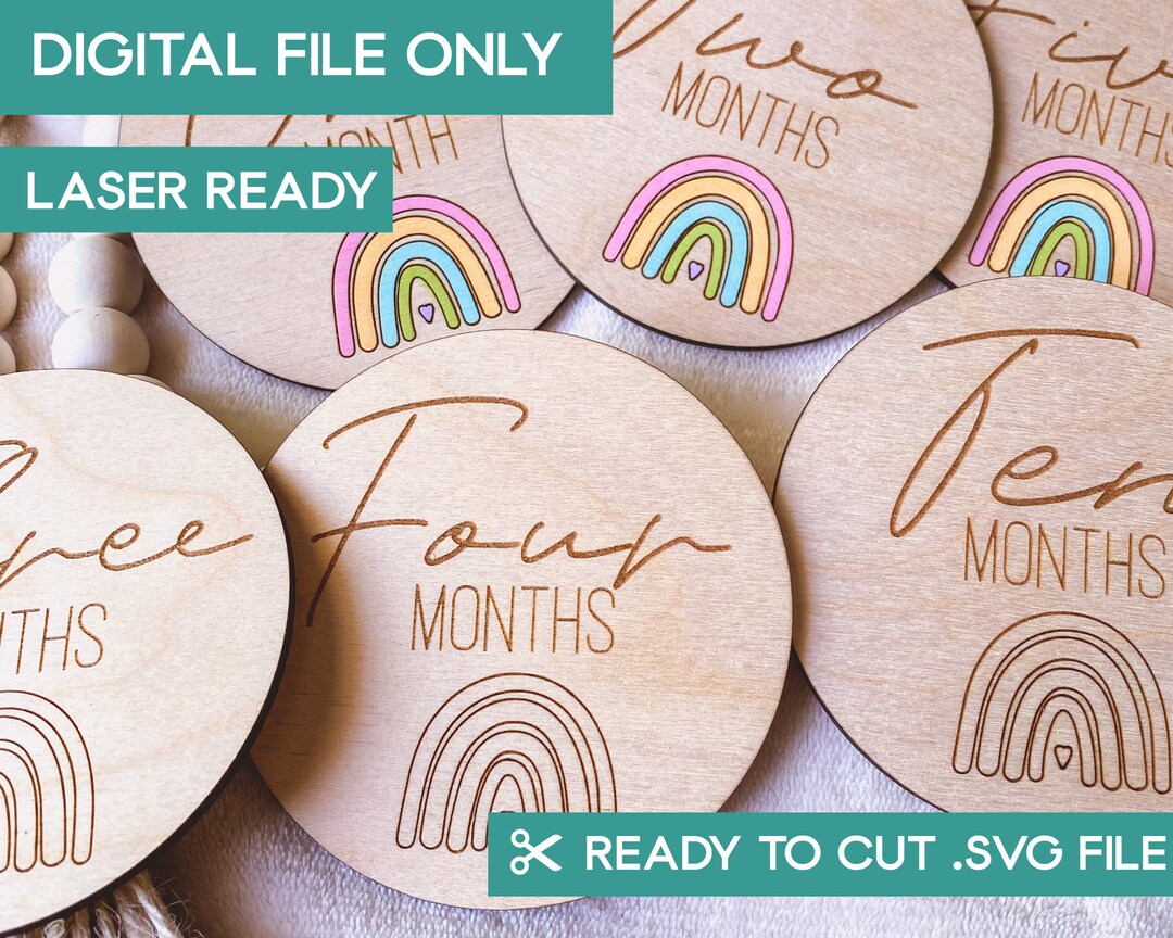 Digital File - SVG Laser Ready - Rainbow Baby Monthly Milestone - 3D ...