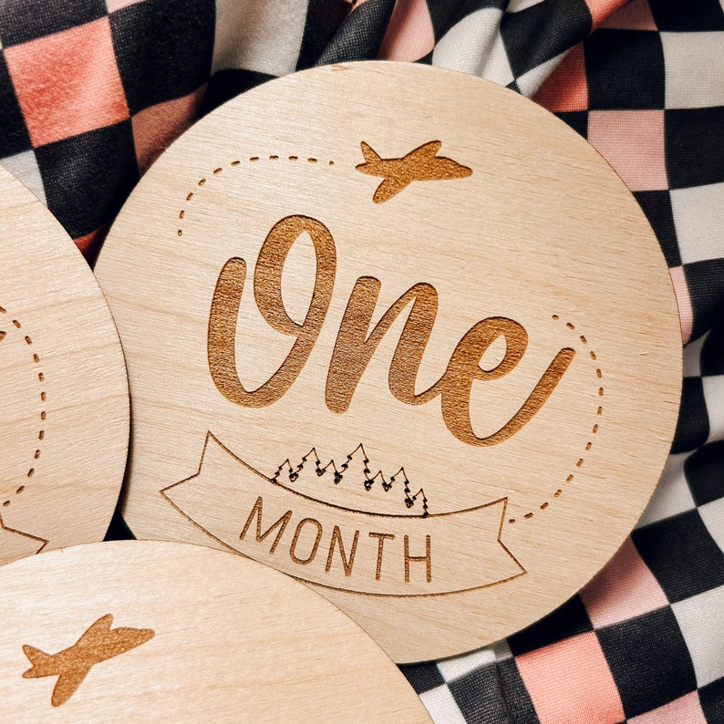 Digital File - SVG Laser Ready - Airplane Mountains Baby Monthly ...