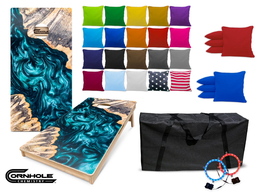 Regulation Cornhole Boards UV Printed 2 Gritty Teal Epoxy FAST Shipping