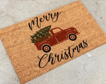 CHRISTMAS Mat SAME day Shipping! * Merry Christmas * Custom coir door mats. Seasonal, fun, funny, puns, holidays, and for any reason at all!