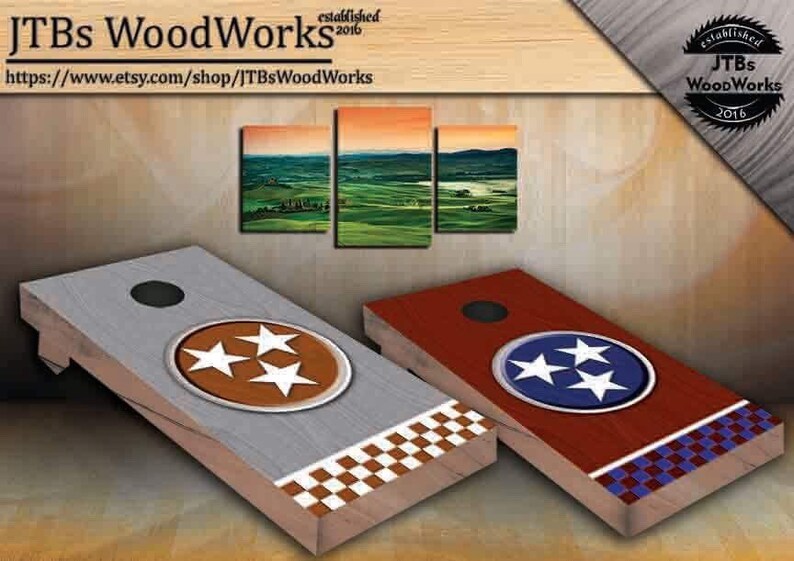 **Cornhole** bean bag toss board DIY TENNESSEE flag Any state Any country any design vinyl wraps pair