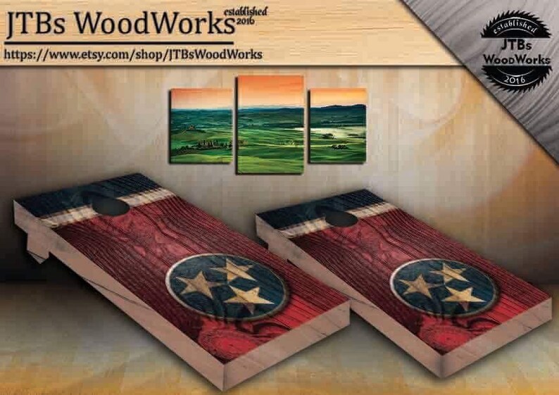 **Cornhole** bean bag toss board DIY TENNESSEE flag Any state Any country any design vinyl wraps pair