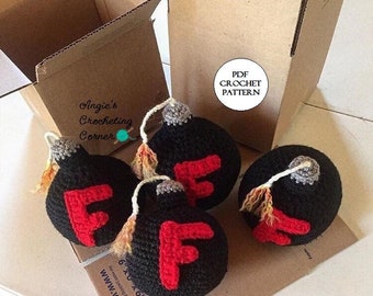 Crochet F Bomb Pattern, F-Bomb Pattern, Cuss Bomb, Curse Bomb, F bomb toy pattern, Stuffed F Bomb Pattern