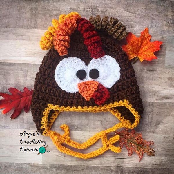 Crochet Baby Turkey Hat, Turkey Flap Hat, Turkey Hat, Thanksgiving Day Hat, Baby Photo Prop, Infant, Toddler, Child Turkey Hat