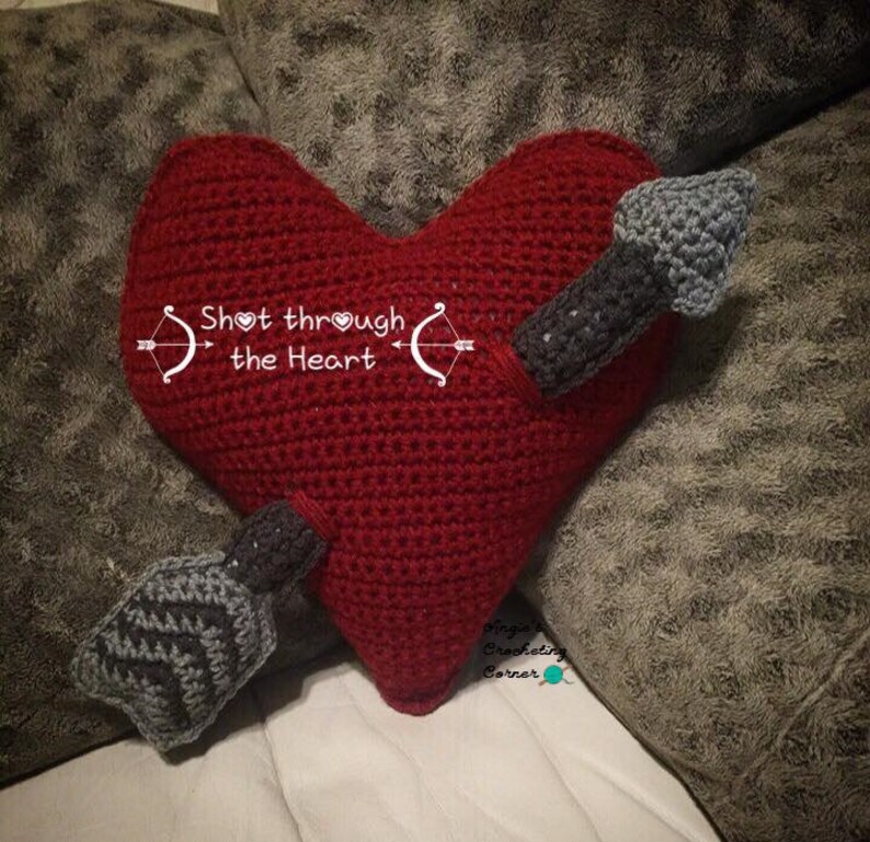 Shot through the Heart Crochet Pattern, Heart Arrow Crochet Pattern, Heart Crochet Pattern, Valentines Day Crochet Pattern image 2