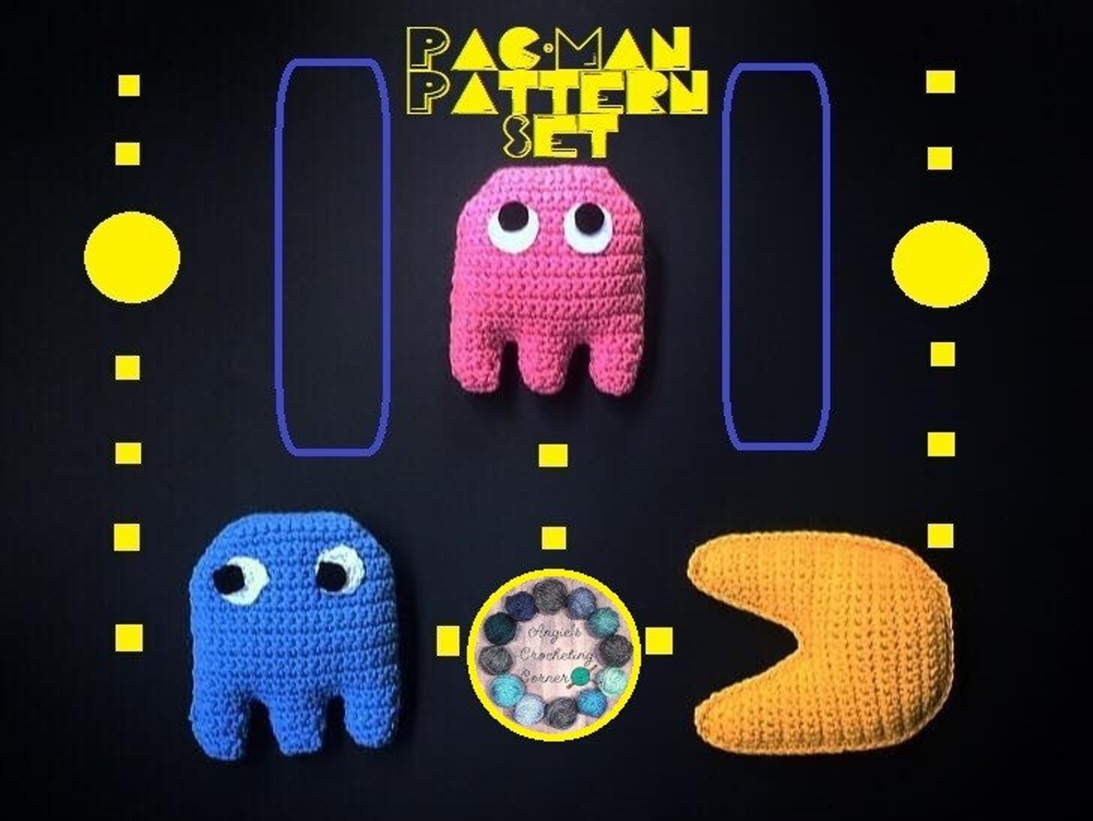 Crochet Pacman Pattern Set Pacman Crochet Pattern Pacman and Etsy