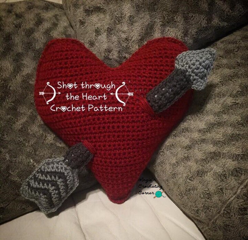 Shot through the Heart Crochet Pattern, Heart Arrow Crochet Pattern, Heart Crochet Pattern, Valentines Day Crochet Pattern image 1