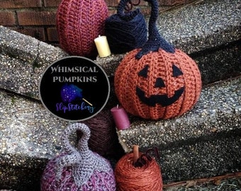Whimsical Pumpkins and Jack-O-Lantern Crochet Pattern, Crochet Pattern, Crochet Pumpkin Pattern,  Halloween Crochet Pattern, diy Pumpkins