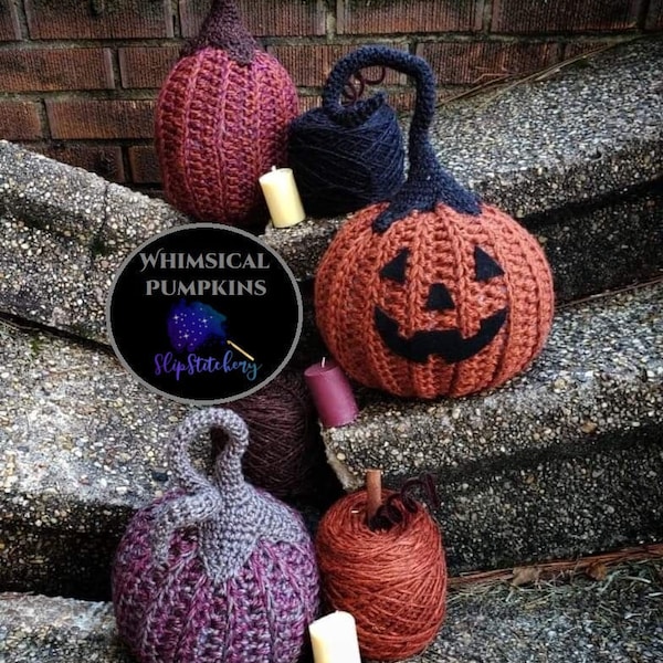 Whimsical Pumpkins and Jack-O-Lantern Crochet Pattern, Crochet Pattern, Crochet Pumpkin Pattern,  Halloween Crochet Pattern, diy Pumpkins