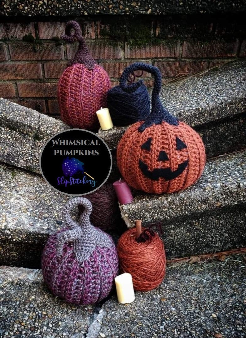 Whimsical Pumpkins and Jack-O-Lantern Crochet Pattern, Crochet Pattern, Crochet Pumpkin Pattern, Halloween Crochet Pattern, diy Pumpkins image 1