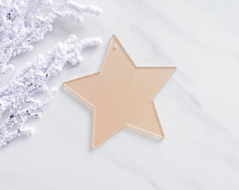Pack of 10 | Star Ornaments 4”x3.8” | (1/8”) Clear Acrylic Disc | DIY Christmas Ornaments | Clear Plexiglass | Modern Shapes | Pack of 10