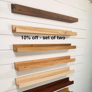 Set of 2 - 10% off - Floating Picture Ledge Wall Shelf, Floating Shelf, handmade with solid hardwood, ideal for home and office space