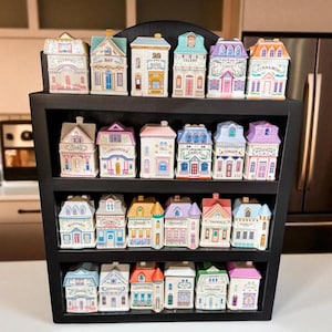 Lenox Spice Rack Shelf | Black Handmade Solid Wood Lenox Spice Rack Shelf |  for Lenox Village Spice Collectors