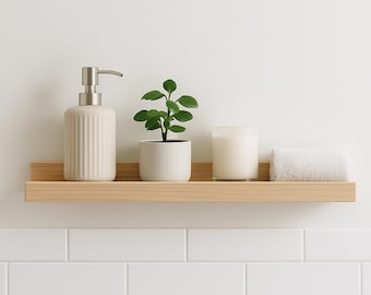 Bathroom Shelf | Floating solid hardwood shelf | for bathroom organization