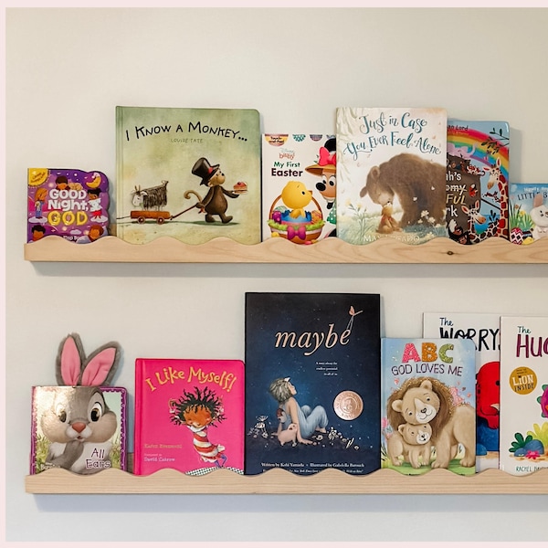 Estantería festoneada para habitación infantil / Estantería / Estante flotante de madera maciza / para habitación infantil