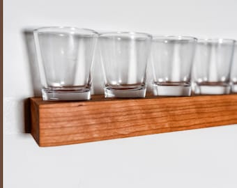 Shot Glass Display Shelf | Custom Shelf | Handmade Solid Wood Shot Glass Shelf | for shot glass collectors