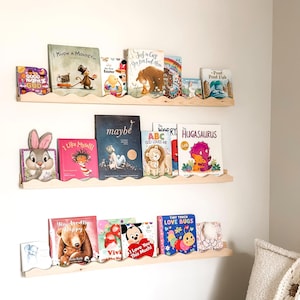 Scalloped Kid&#39;s Floating Shelf | Floating Shelf | Solid Wood Floating Shelf | for a children&#39;s room
