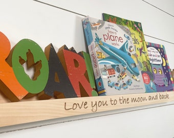 Love You to the Moon and Back, Nursery Ledge, Floating Picture Ledge, Art Shelf, Picture Book shelf, Gallery Shelf, Display Ledge