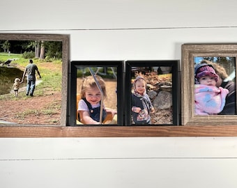 Modern picture FRAME rail, photo rail for frames, sleek minimalistic photo rail, picture rail, solid hardwood photo display
