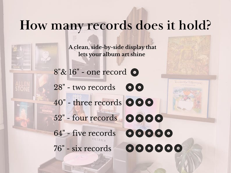 Vinyl Record Display Shelf, Vinyl Display, Wooden Floating Record Holder, Record Shelf, Record Ledge, for the vinyl record collector image 7