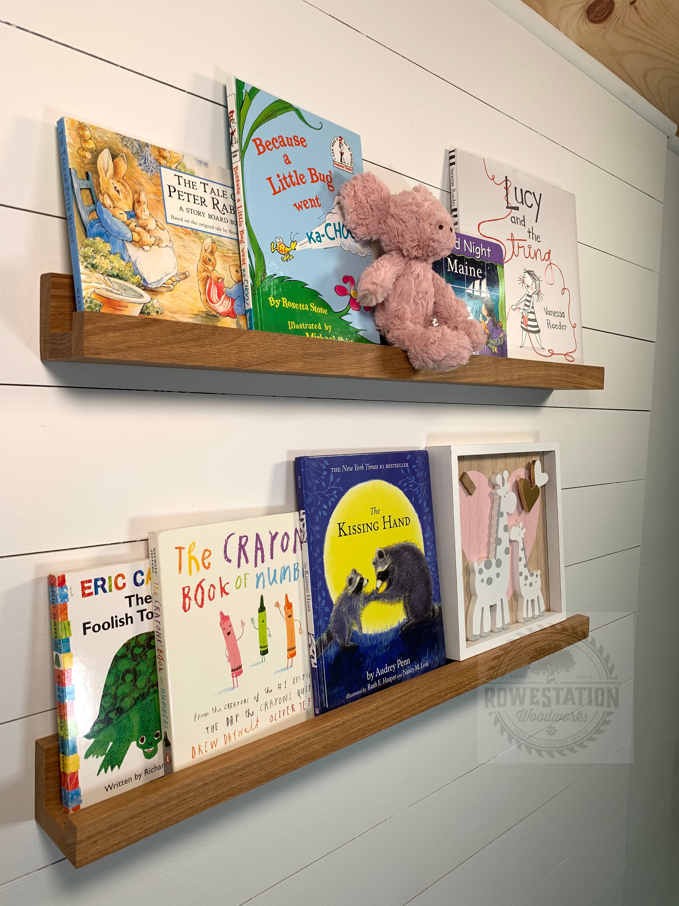 White Oak Nursery Shelf Solid Hardwood Floating Shelf Book Etsy