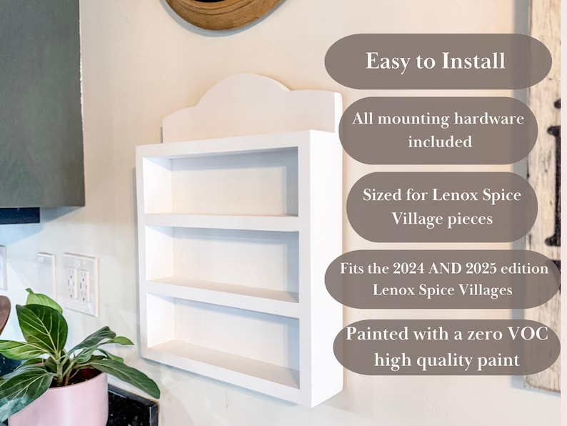 Spice Rack Shelf for Lenox Spice Village | White Handmade Solid Wood Lenox Spice Rack Shelf | for Lenox Village Spice Collectors Bild 2