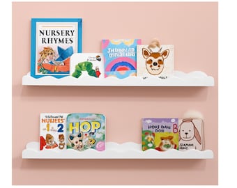 Scalloped Nursery Floating Shelf | Floating Shelf | Solid Wood Floating Book Shelf | for a children's room