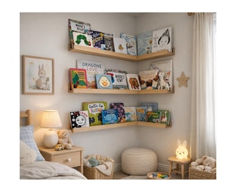 Floating Corner Wall Shelf | Wooden Corner Shelf | Corner Wall Storage Shelf | Kitchen Bathroom Bedroom Decor | Corner Display Ledge