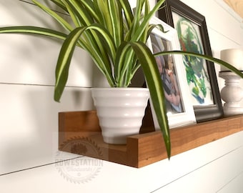 Extra-Deep Floating Picture Ledge Wall Shelf, Floating Shelf, handmade solid Cherry wood shelf, ideal for home and office space