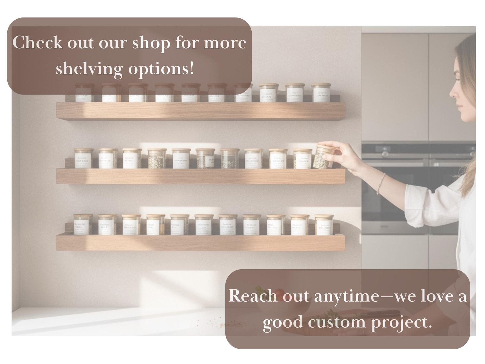 Spice Display Shelf | Handmade Solid Wood Spice Rack | Wall Mounted Floating Spice Shelf for Kitchen Organization - Maple, 30"