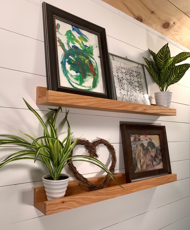 Solid Red Oak Floating Picture Ledge Floating Shelf Red Oak Etsy