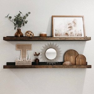 Extra-Deep Floating Picture Ledge Wall Shelf, Floating Shelf, handmade solid wood shelf, ideal for home and office space