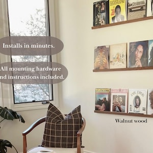 Vinyl Record Display Shelf, Vinyl Display, Wooden Floating Record Holder, Record Shelf, Record Ledge, for the vinyl record collector image 2