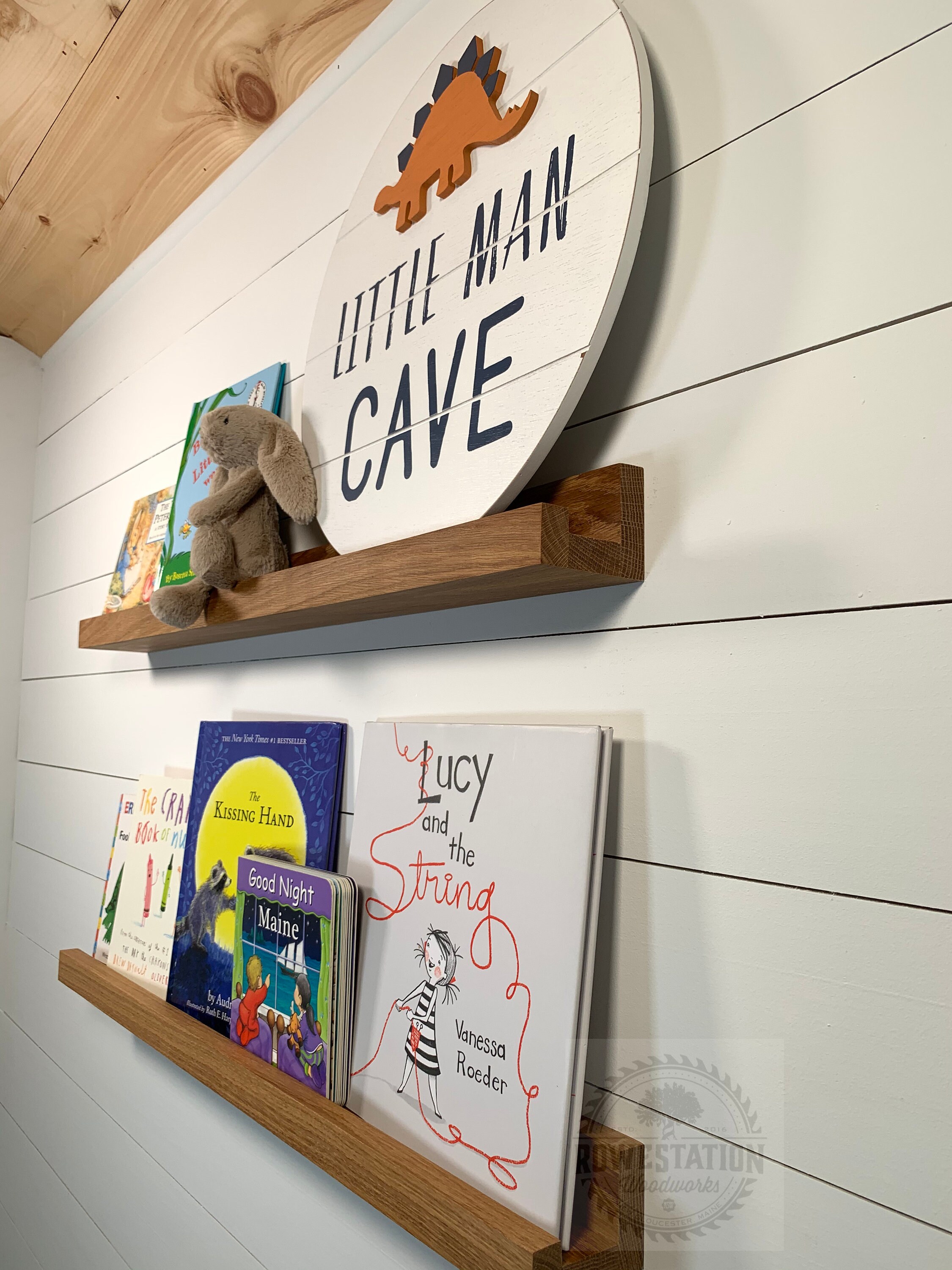 White Oak Nursery Shelf Solid Hardwood Floating Shelf Book Etsy