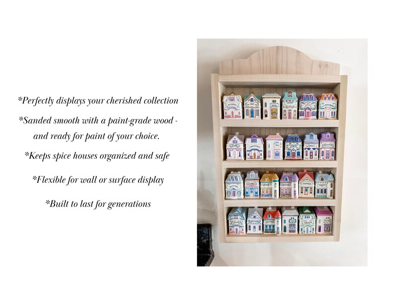 Paint-Ready Lenox Spice Rack | Wooden Spice Shelf | DIY paintable Display For Lenox Village | 4 shelves