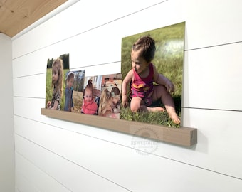 Modern Photo Ledge, Photo Rail, Solid Hardwood photo display, simple photo gallery, desk decor