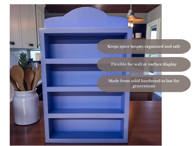 Spice Rack Shelf for Lenox Spice Village | Blue Handmade Solid Wood ...