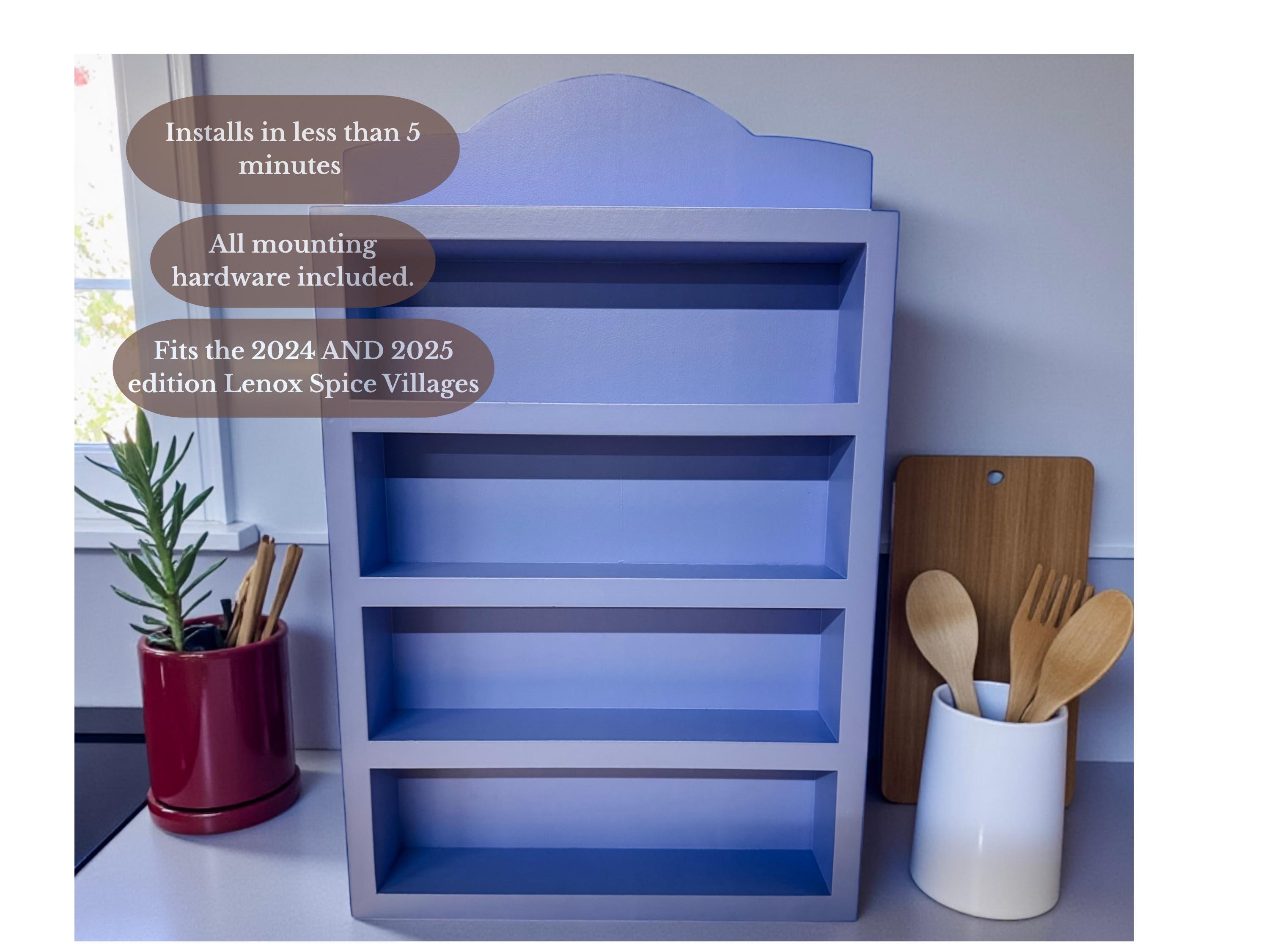 Spice Rack Shelf for Lenox Spice Village | Blue Handmade Solid Wood ...