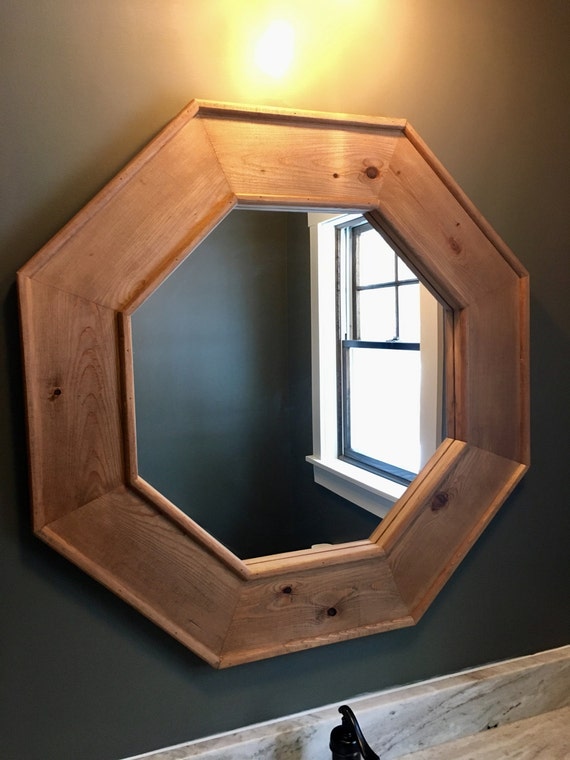 Reclaimed Wood Wall Mirror Vanity Mirror Octagonal Mirror Etsy