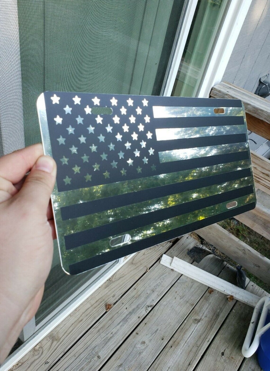 Mirrored Chrome American Flag License Plate Tactical Flag Etsy