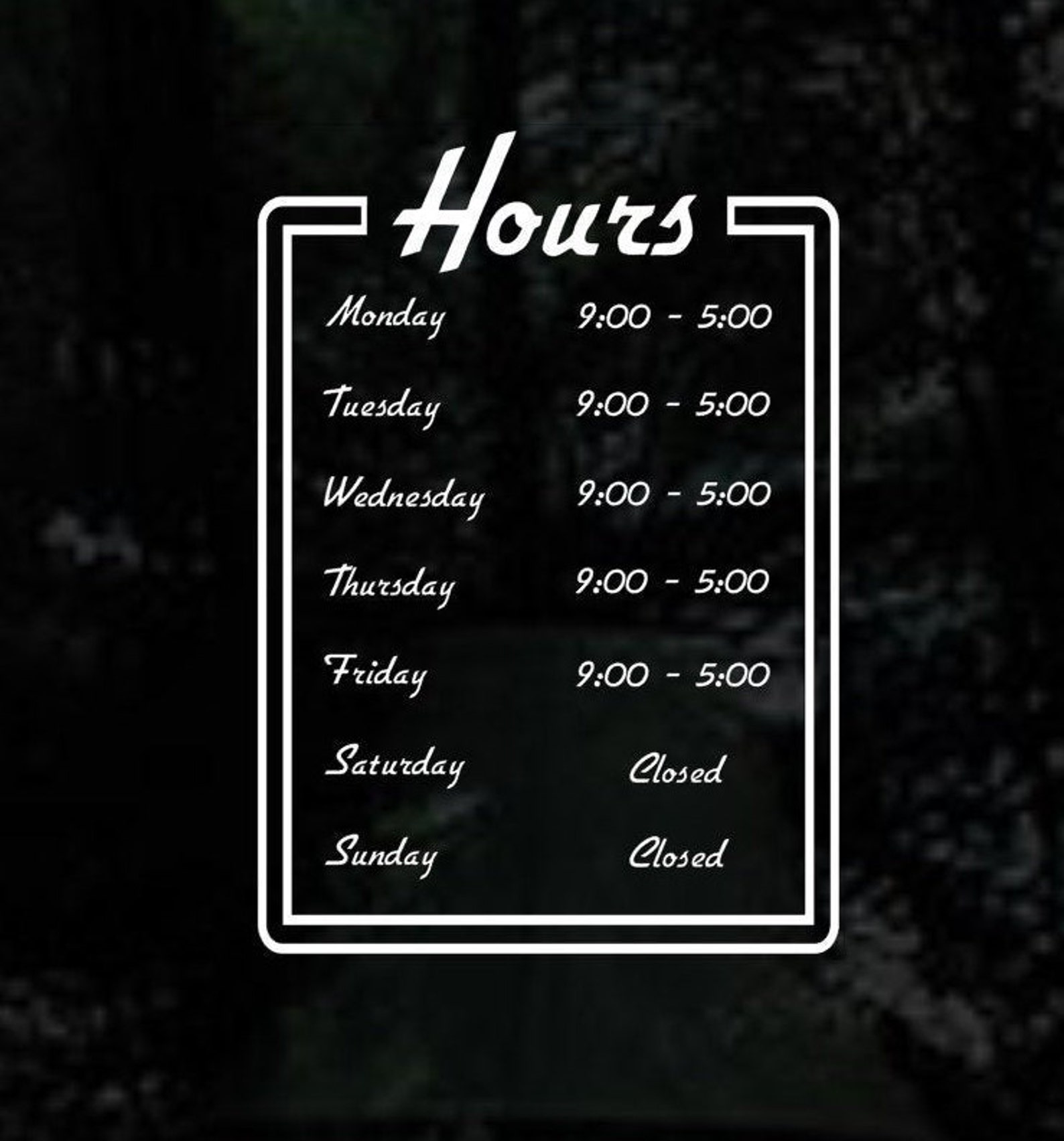 Business Hours Decal for Storefront Store Hours Decal Etsy