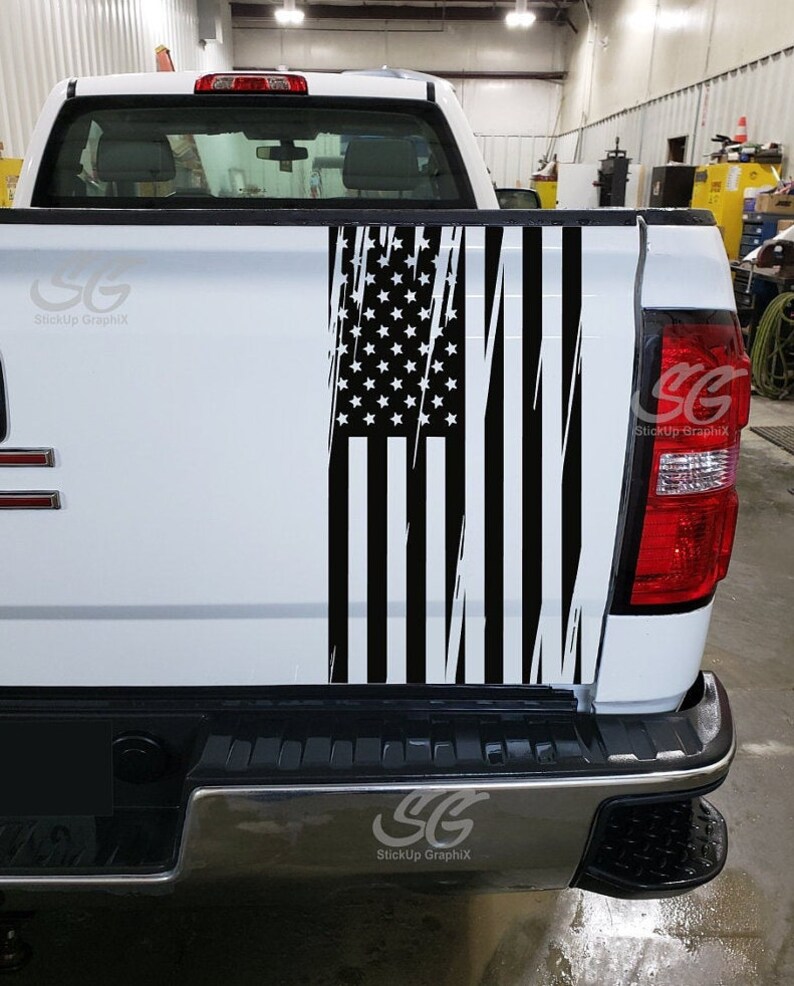 American Flag Tailgate Decal Vertical Distressed Custom Vinyl Etsy