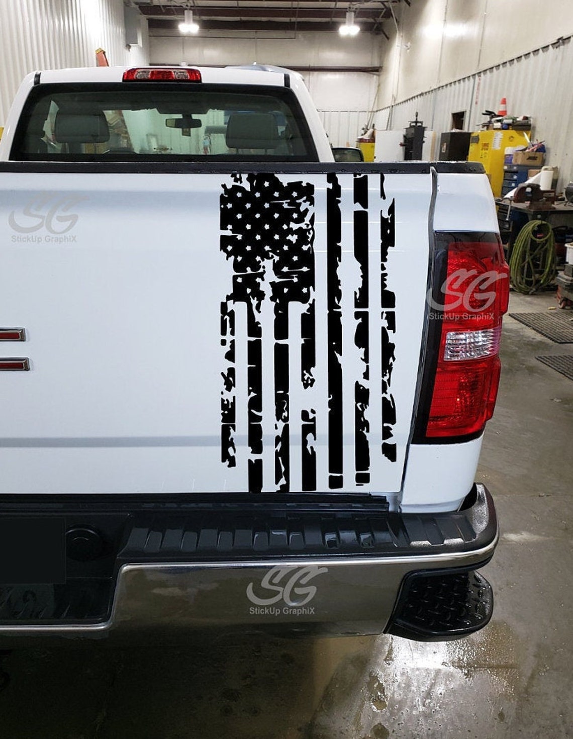 American Flag Tailgate Decal Vertical Distressed Custom Vinyl Etsy
