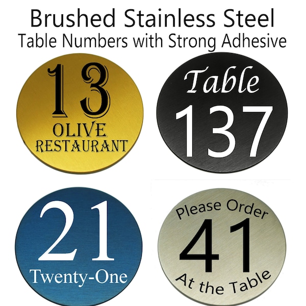 40 mm Solid Stainless Steel Table Numbers Restaurant Cafe Bistro with Strong Adhesive - Lifetime Quality