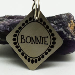 Engraved Diamond Pet ID Tag: Stainless Steel Dog Cat Tag