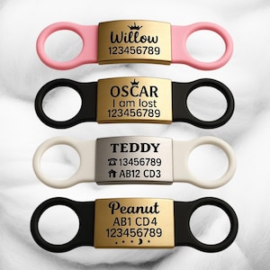 Sucre Tags Slide On Collar Silicone Rectangle ID Name engraved ID name personalising engraving pet dog cat tag tags-Laser Engraving