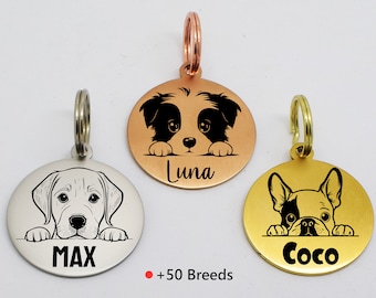 Personalisierte Hundemarke aus Edelstahl: Hundemarke Welpe mit Namen